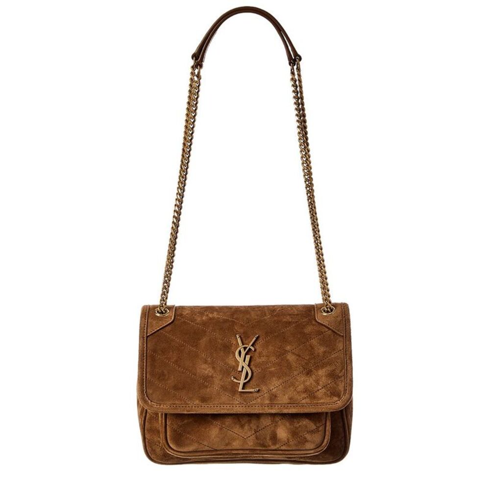 Saint Laurent Niki Suede Shoulder Bag, Brown